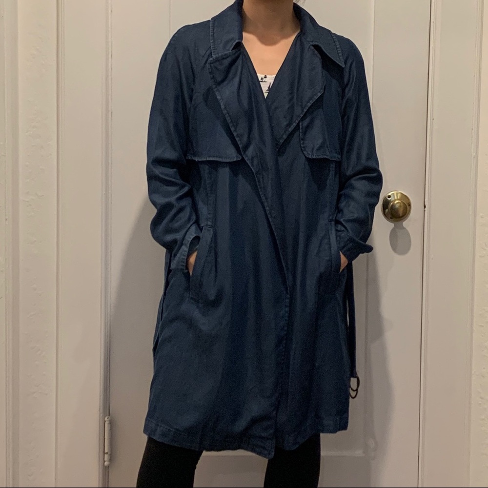 Zara denim trench coat with pockets